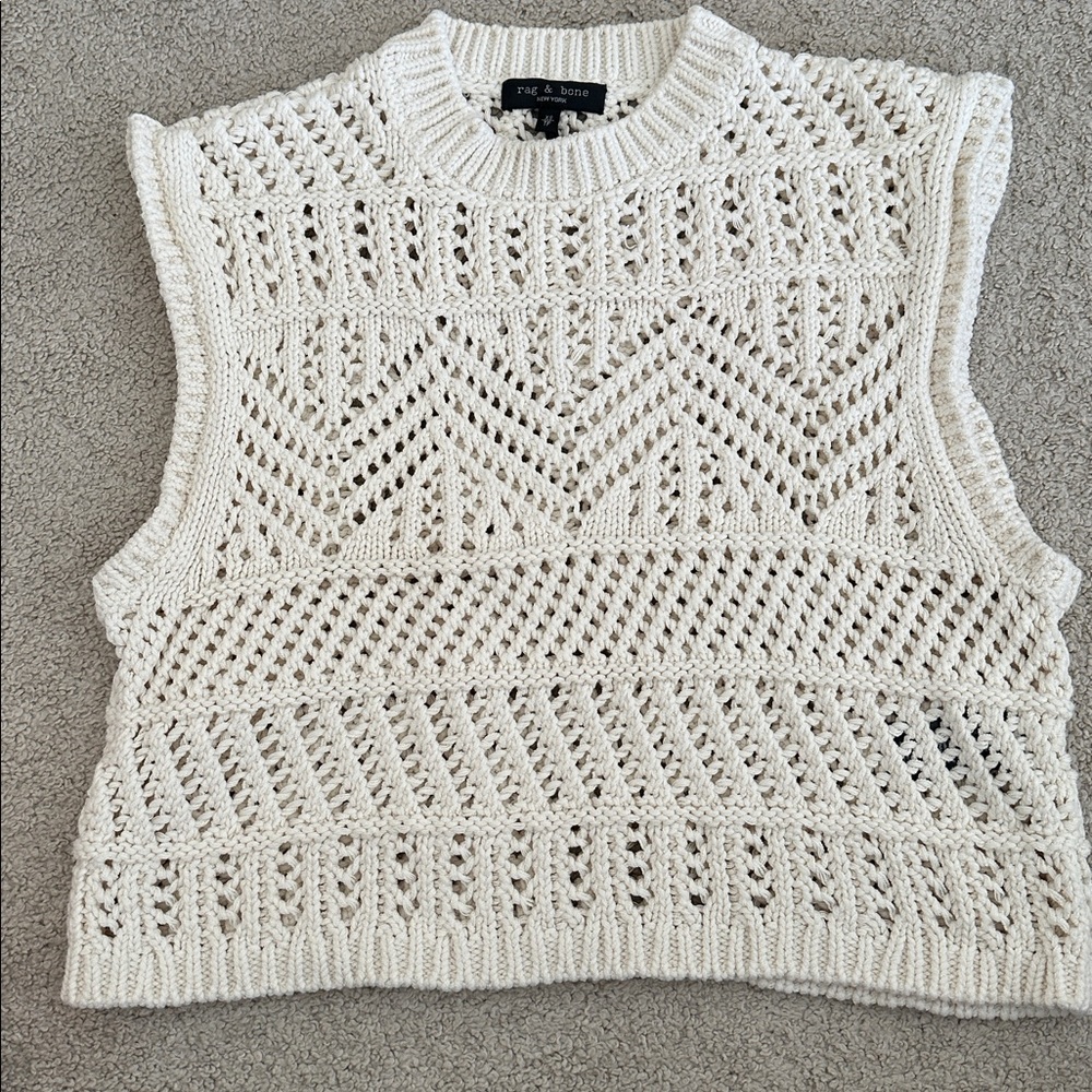 Rag & Bone Cream Knit Sleeveless Sweater Vest, Size XS
